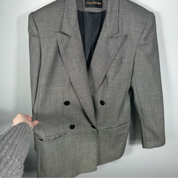 Giorgio Sant’Angelo Vintage Double-Breasted Long Line Pure Wool Blazer Size 8 - Picture 9 of 15